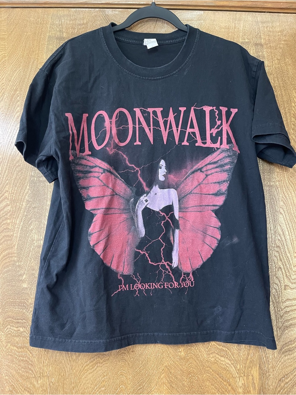 Moonwalk Butterfly Graphic Tee Black Fairy Goth Y2K T-Shirt Size Largr